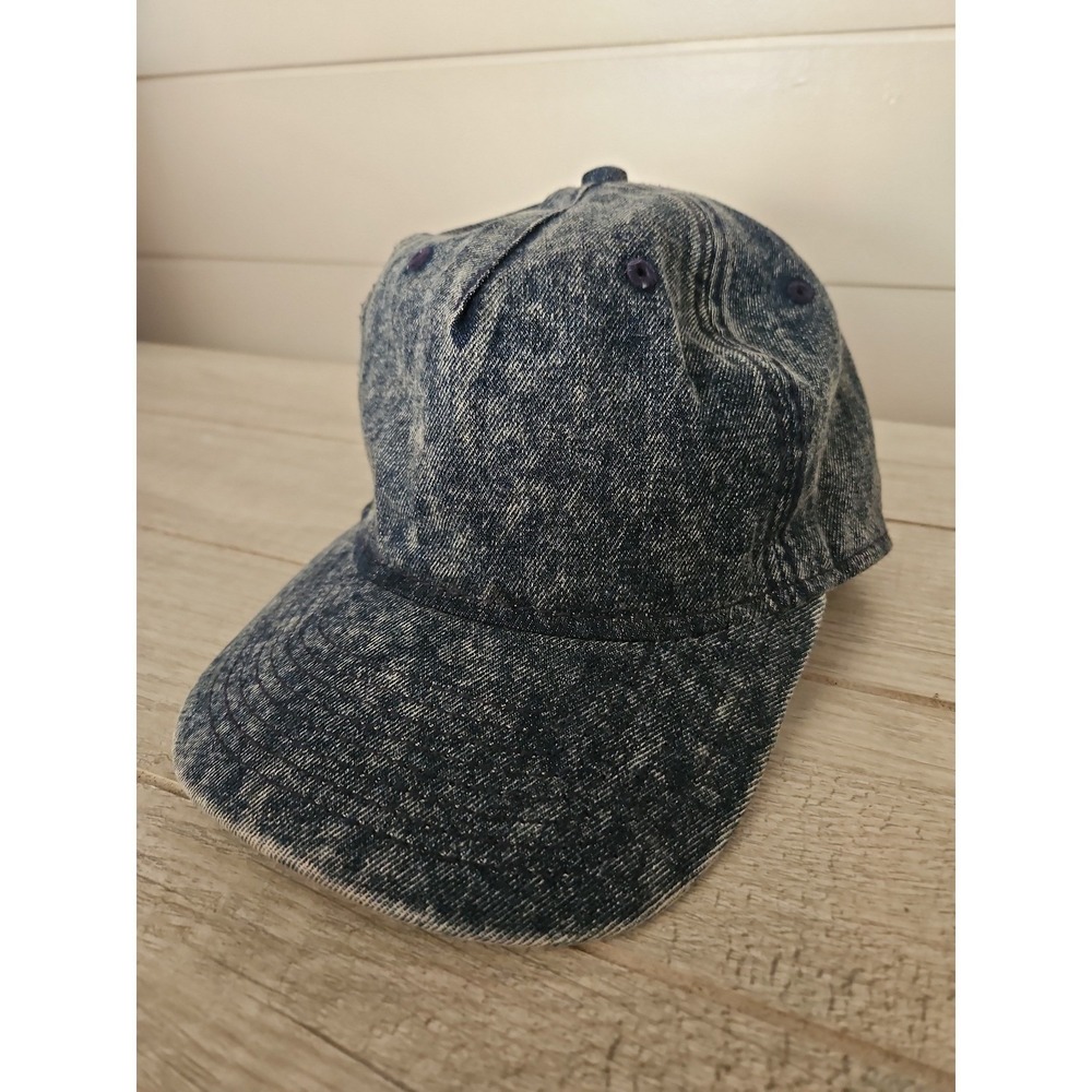 No Boundaries Acid Wash Denim Baseball Hat Cap Speckled Blue Y2K One Size
